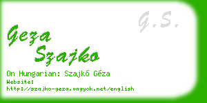 geza szajko business card